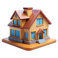 3D Render House american style isolated on trasnparent background