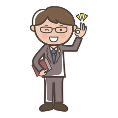 了解のOKサインを送る男性弁護士の全身イラスト