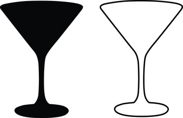 Martini Glass Silhouette Icon Set