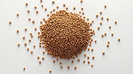 Brown Mustard Seeds Spilled on Light Background for Culinary Use