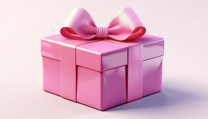 Fototapeta premium Pink gift box with pink bow