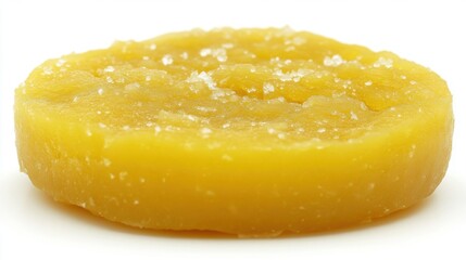 Handmade Yellow Soap Bar with Exfoliating Sugar Texture Close Up