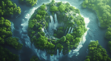 Realistic shot of the planet Earth with lush green forest