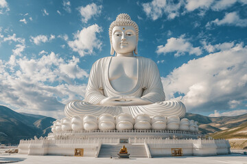 Fototapeta premium Serene Buddha Statue Above the Clouds