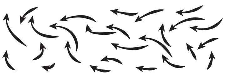 Hand drawn vector arrows doodle set on white background. design element vector illustration.