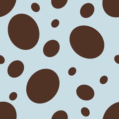 Seamless Pattern of Brown Ovals shapes Big Design on pastel blue Backgrounds