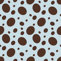 Seamless Pattern of Brown Ovals shapes Small Design on pastel blue Backgrounds