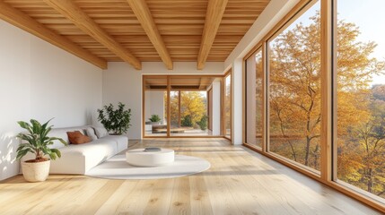 Modern Living Room with Large Windows and Natural Light