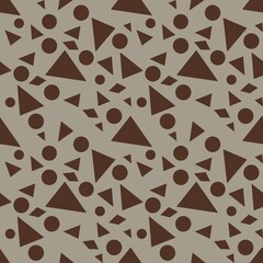 Seamless Geometric Patterns with Brown shapes Small Design on pastel gray Backgrounds