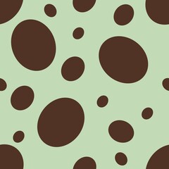 Seamless Pattern of Brown Ovals shapes Big Design on pastel green Backgrounds