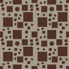 Geometric Seamless Patterns in Brown Against Small Design on pastel gray Background 