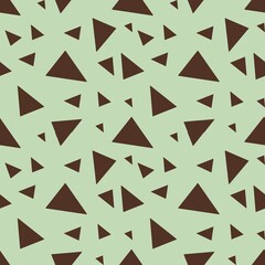 Seamless Triangular Patterns in Brown Small Design on pastel green Backgrounds