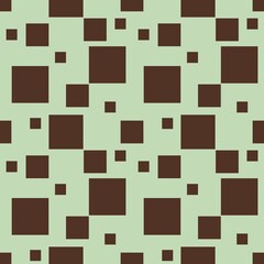 Brown Shapes Create an Abstract Seamless Pattern Small Design on a pastel green Background