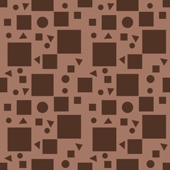 Abstract Geometric Seamless Pattern Featuring Various Sapesh in Brown Small Design on a Mocha Mousse Background
