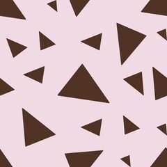 Seamless Triangular Patterns in Brown Big Design on pastel pink Backgrounds