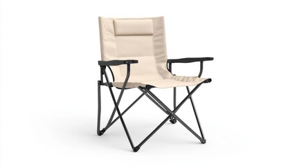 Fototapeta premium Ergonomic folding chair mockup, perfect for office or events, isolated on white