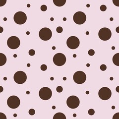 Brown Polka Dots Seamless Patterns Small Design on a pastel pink Background