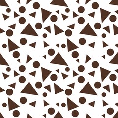 Brown Geometric Shapes Create an Abstract Seamless Pattern Small Design on a White Background