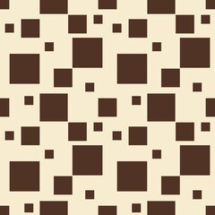 Brown Shapes Create an Abstract Seamless Pattern Small Design on a pastel yellow Background
