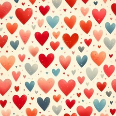 The image is a repeating pattern of hearts on a light beige background.  

