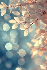 Backlit Springtime Foliage Close-Up of Fresh Leaves with Dreamy Bokeh and Warm Sunlight