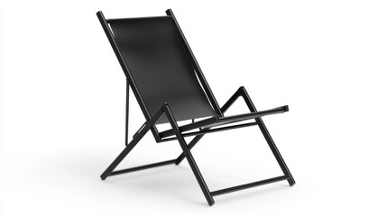 Strong and durable metal folding chair mockup, sleek black finish, isolated on white