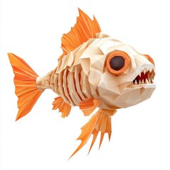 Fototapeta premium Colorful Low Poly Fish Design with Sharp Teeth and Vibrant Colors