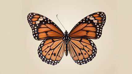 Naklejka premium Vibrant Colorful Butterfly Isolated on White Background with Delicate Wings, Intricate Patterns, Symmetrical Design, High-Resolution Close-Up, Nature-Inspired Beauty