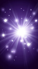 Fototapeta premium Bright white stars on radiant purple background create magical effect