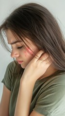 Fototapeta premium Teenage Girl with Acne, Skincare, Facial Problems, Health Issues, Dermatology, Teenager, Skin Condition, Portrait Photography