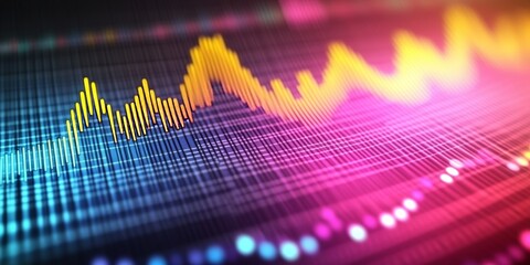 Dynamic Line Graphs in Vibrant Colors on a Dark Background, Modern Vector Chart of Financial Data