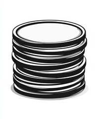 Obraz premium Stack of Simple Round Black and White Coins on a White Background