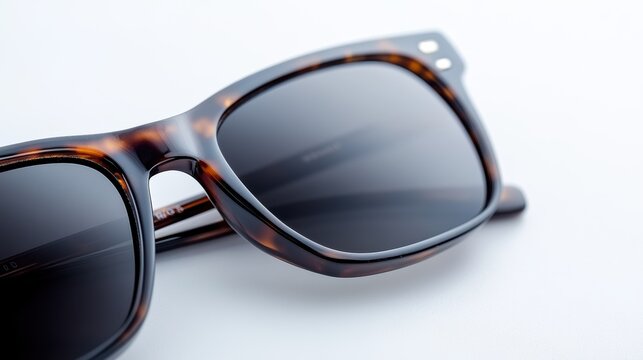 Stylish tortoise-shell sunglasses rest on a clean surface, their sophisticated design hinting at timeless fashion and sunny adventures.