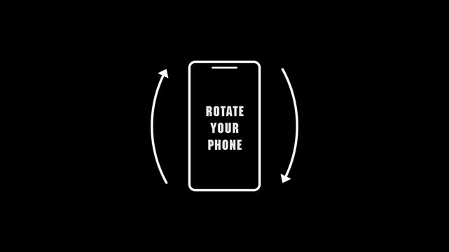 White sign for turning the phone to horizontal position, for video on social media. 4k video for your project.