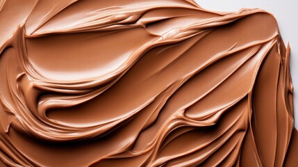 Obraz premium Milk chocolate spread with smooth consistency and glossy shine, top view, isolated on white