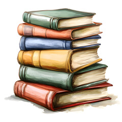 Stack of colorful books representing generative AI concepts and knowledge exploration. Generative AI