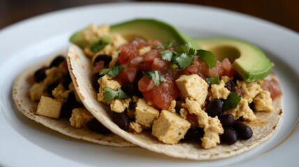 Tofu Scramble Tacos with Black Beans and Avocado