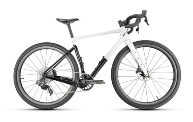 Stylish Black and White Gravel Bike on White Background