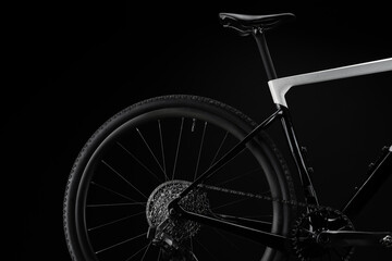 Close-up of Gravel Bike Rear Drivetrain on Black Background