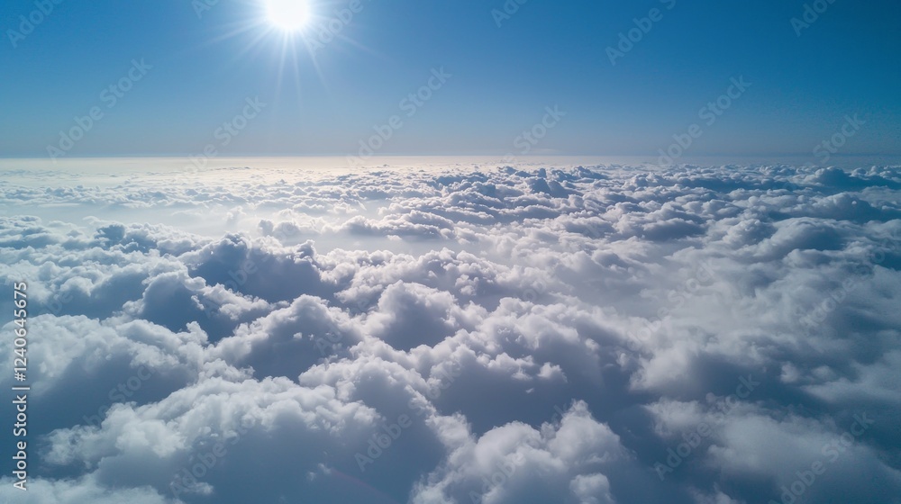 Aufkleber bright sunlight filters through a vast expanse of soft, fluffy clouds, showcasing a serene and peace
