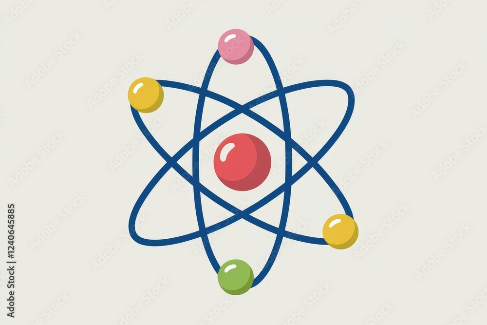 Poster a simplified illustration of an atom, showcasing its nucleus and orbiting electrons.
