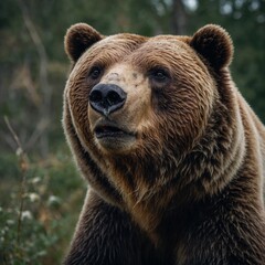 A curious bear tilting its head with a puzzled look.