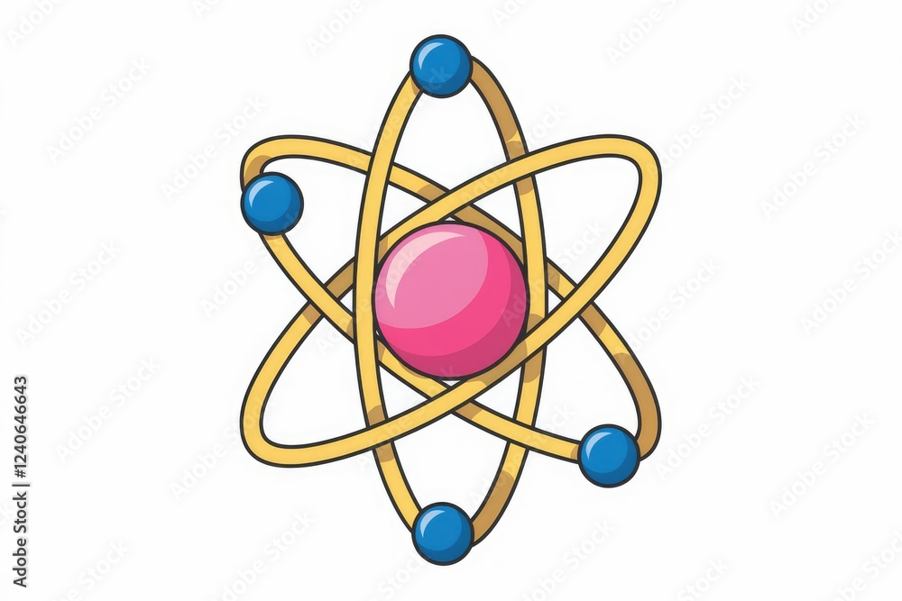 Poster a simplified illustration of an atom, showcasing its nucleus and orbiting electrons.