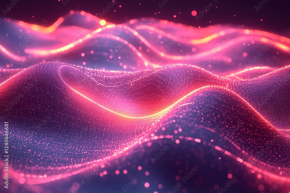 Poster abstract dark background with glowing waves. technology: high-tech futuristic template design