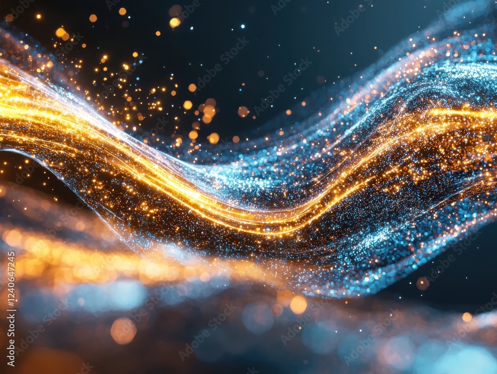 Poster dynamic flow of digital data streams abstract space visual art digital environment vivid perspective