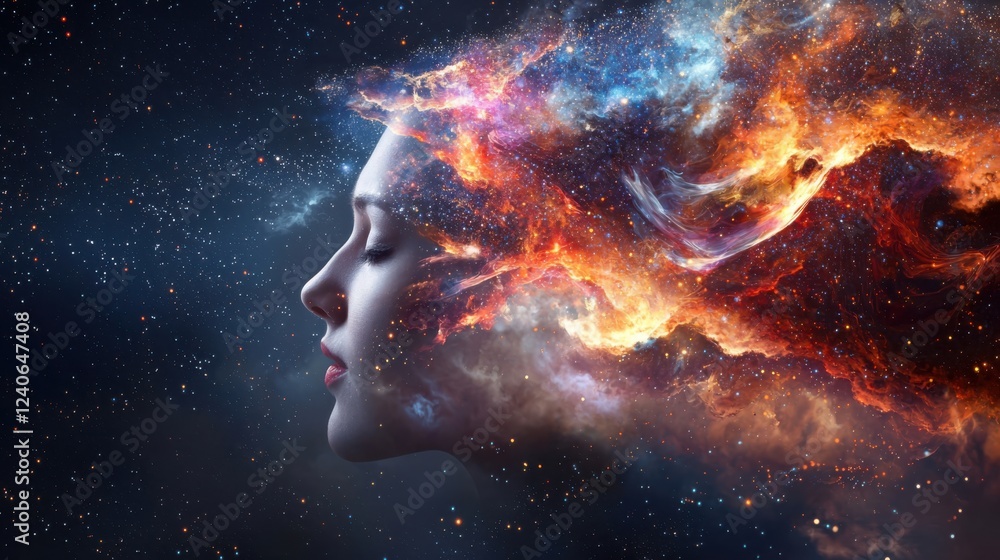 Poster dynamic digital data streams flowing through space abstract environment colorful visual representati