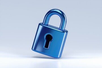 Fototapeta premium A shiny blue padlock symbolizes security, privacy, and data protection.