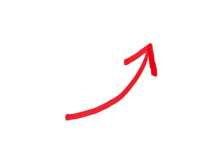 Red arrow rising to the right. Watercolor illustration.