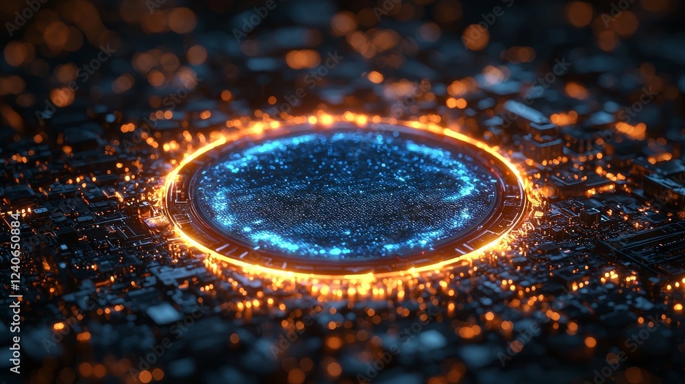 Poster digital technology circle in an abstract form. futuristic user interface. head-up display virtual in