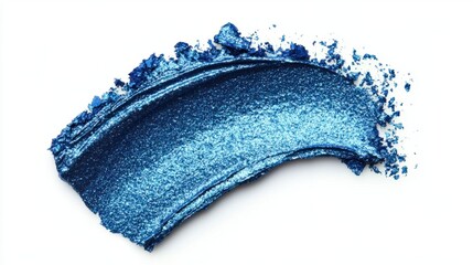 Obraz premium Electric blue eye shadow smear with a glossy, wet-look finish, isolated on white